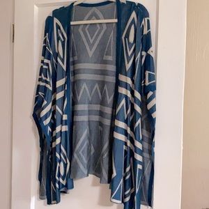 Poncho style, patterned cardigan